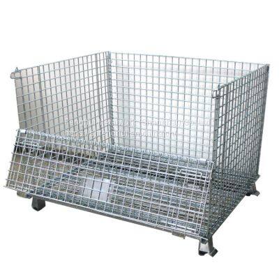 PET Preform Storage Stacking Galvanized Mild Steel Collapsible Warehouse Folding Metal Welded Wire Mesh Storage Cage Container