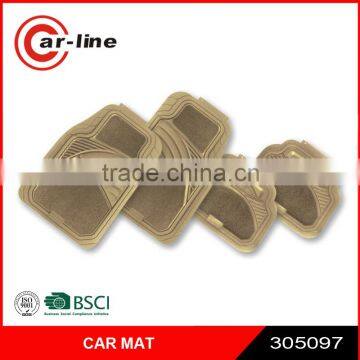 2016 new design 4pcs pvc car floor mats with carpet