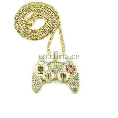 Fashion Hip Hop Necklace Jewelry Game Console Handle Necklace Pendant Gold Chain Crystal Alloy Necklace Charms For Children Boys