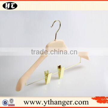 High Quality Plastic Suit Hanger Velvet Hanger With Golden Clips photo-2