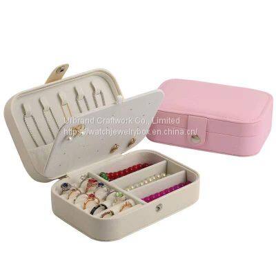 Beige Pink Light Pink 3 Colors Leather Jewelry Box Mini Jewelry Storage Box photo-5
