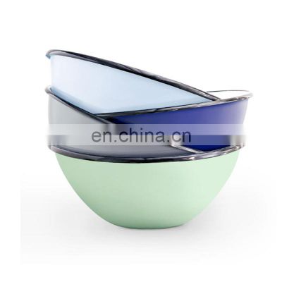 Hot sale environmental solid color plain enamel metal ice bowl for decoration