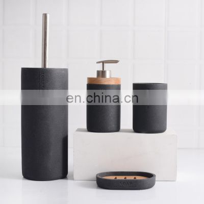 Natural Resin Bamboo hotel Nordic Bathroom Accessories Set bathroom decor sets