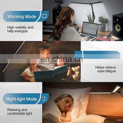 Dual Head Desk Lamp 3 Colors Lighting 10 Stepless Dimming Modern Table Lamp for Reading Study Work photo-4
