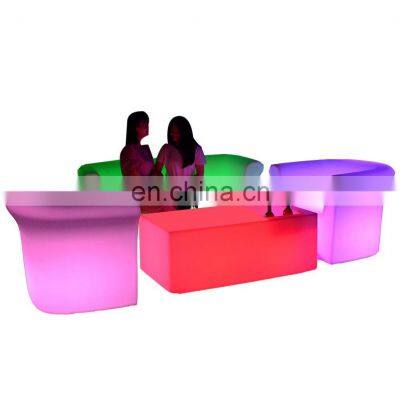 Luxury Led Bench 16 Colors Changing White Plastic Party Table Nightclub LED Furniture Sofas Club Furniture Nightclub Lounge photo-4