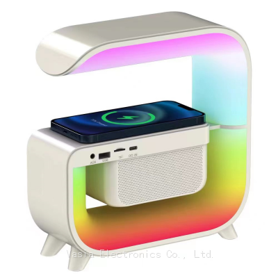 Charging Speaker Light Alarm Multifunctional Fast Atmosphere 3-In-1 Clock Mobile Phone 15W Colorful Wireless Charger