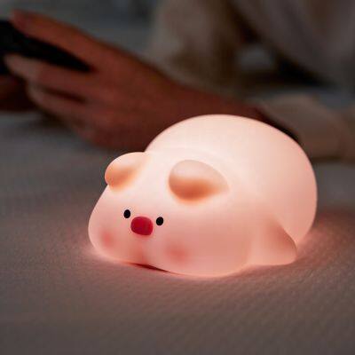 New Wedding gift Safety Eco-friendly Bedside Lamp Touch sensor Creative pig 3d led silicone night light for kids room decoration