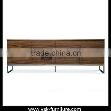 TV-088 Walnut Wood Veneer And MDF TV Cabinet With Metal Base