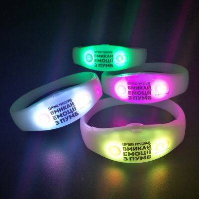 Light up Parties Big Events Custom LOGO LED Glow Wristbands Remote Controlled LED Bracelets