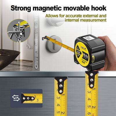 2 in 1 Digital Laser Tape Measure 165ft/50m Laser Distance Meter LCD Screen With 16ft/5m AutoLock Measuring Tape photo-3