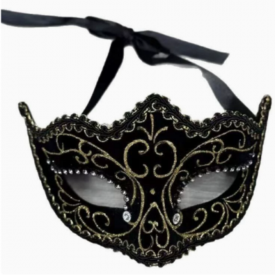 Hot Selling Party, Bar, Makeup Party, Half Face Men's Painted Gold Powder Mask, Handmade Princess Mask