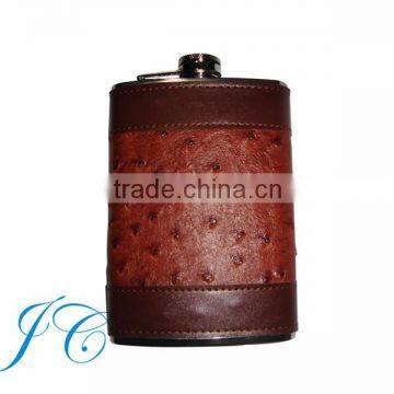 Logo Customized brown Leather Cover Hip Flask