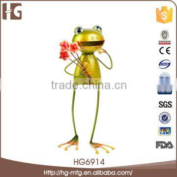 Top quality standing metal frog shaped 12x9x25CMH HG6914 frog craft ideas with high quality