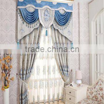 Blue roses, high precision jacquard curtain fabric Professional Window Curtain