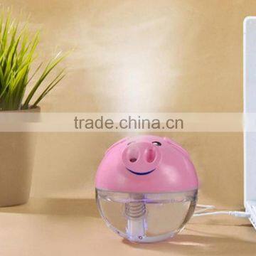 Cute Cartoon Pig Design 200ml Ultrasonic USB Air Humidifier Purifier for Office Home Car Retail Packing