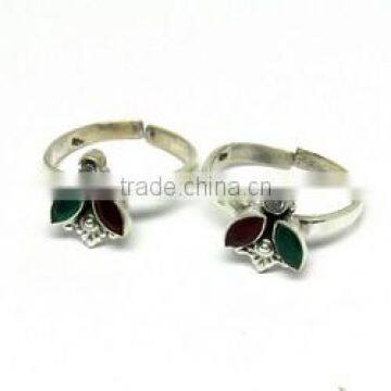 New ! Red Onyx_Green Onyx_White CZ 925 Sterling Silver Toe Ring, Gemstone Silver Jewelry, 925 Wholesale Toe Ring photo-4