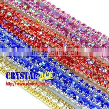 China wholesale rhinestone crystal close claw cup chains for garment decoration