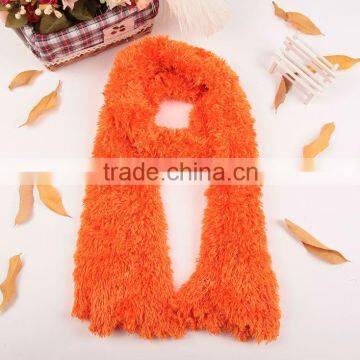 Fashion Orange Color Winter Changeable Long Warm Stretchy Microfiber Magic Scarf Wrap Shawl For Girls