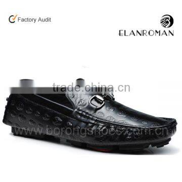 New style men leather casual loafer shoes with skull embossing