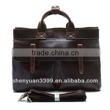 Import China Goods Mens Real Leather Handbag Laptop Briefcase