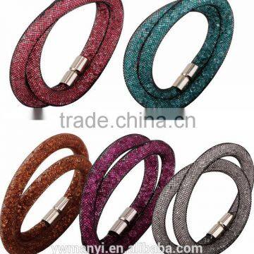 2016 Newest Jewelry Multi Layer Colorful Mesh Rhinestone Stardust Magnetic Bracelet Double Wrap A0002 photo-2