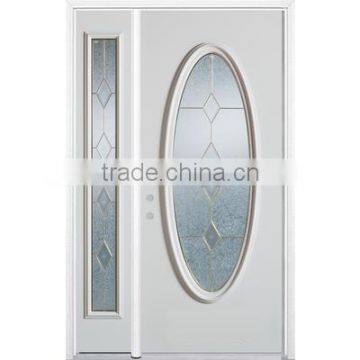 half glass wooden edge steel door