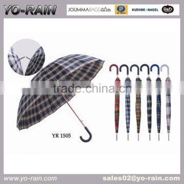 Auto Open Stick Check Champagne Color Aluminium Shaft Windproof Umbrella