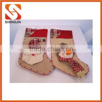 SJ-6834 New Design handmade decoration gift jute christmas stocking