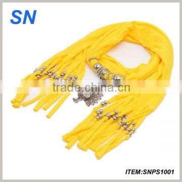 Latest fashion tassel peacock pendant jewelry Scarf