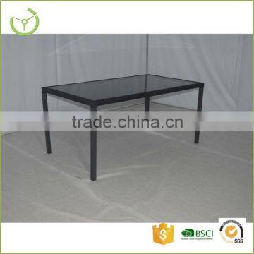 2016 new design Glass + steel dining table/glass outdoor tables