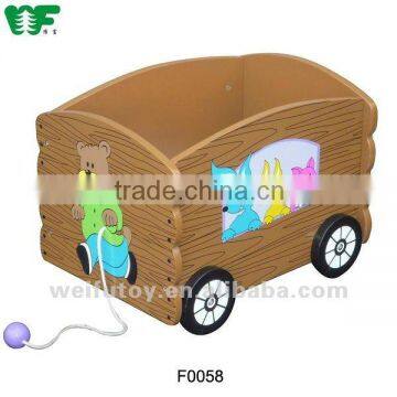 Children wooden toy baby stroller