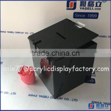 2016 Hot Sale!! Wholesale Black Vot Box With Lock / Small Acrylic Donation Box photo-2