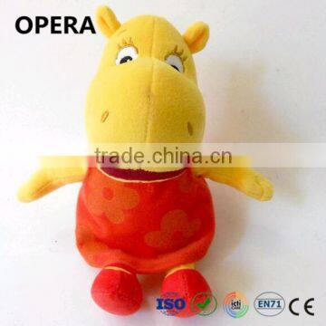 lovely soft stuffed red yellow hippo baby toys