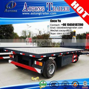 AOTONG Brand 20ft lengh 30tons small farmer use flatbed rear dump drar bar full trailer with HYVA hydraulic cylinders