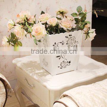 Decorative Cheap Laser Cut DIY Flower Pot With Elegant Flower Pattern photo-3