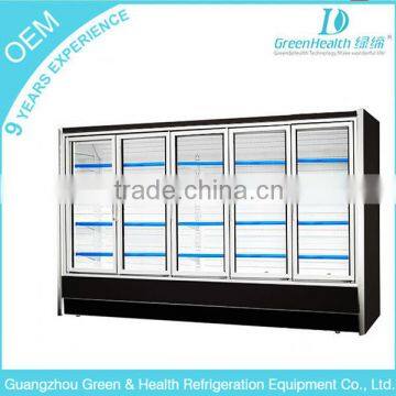 Large capacity glass door multideck cooler display showcase refrigerator