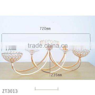 72cm Width X 23.5cm High Luxury Gold Semi-rotary Article Chroming Metal Base Crystal Candle Holder photo-2