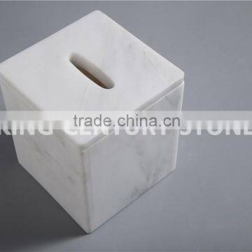 wholesales white marble with gray veins tissue box for interior use                        
                                                                                Supplier's Choice