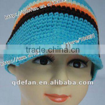 wholesale 100% boys crochet hats knitted fashion hats blue cotton caps for children 2012 new arrivals