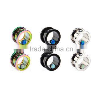 Rainbow Black Steel Screw Fit Blue Opal White Opal Plugs Tunnels