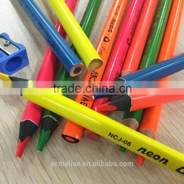 7" Jumbo Size Triangular Shape Black Wood High Quality 5.0mm Neon Color Pencil photo-5