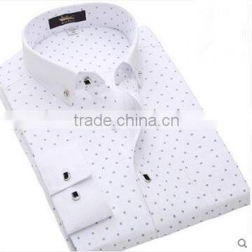 New style mens clothes woven 100% cotton business printed twill fabric cotton dress shirt