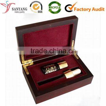 Rustic painting wood packaging box for perfume with gold hardware