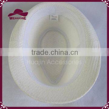 Short Brim Paper Straw Fedora With Flower Band photo-6