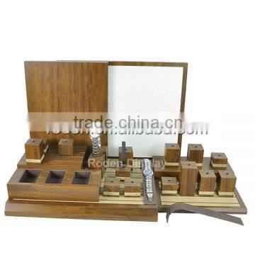 Trendy wood brand watch display stand retail window watch display