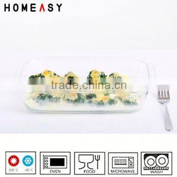 Clear glass rectangular glass oven safe tray 1.8 liter