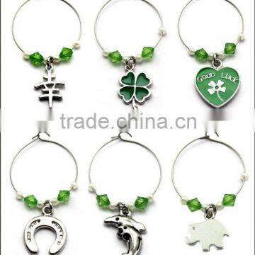 wholesale metal lucky theme wine bottle charms