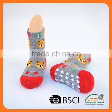 custom animal design cotton anti-slip indoor boys tube socks