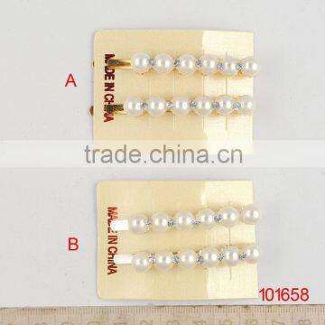 2014 new style metal hair clip/barrette with pearls