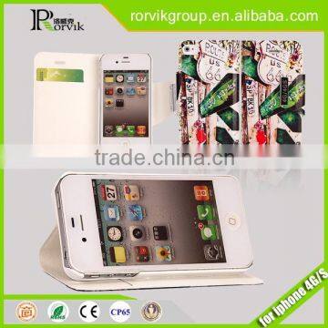 DIY Pattern Stand Wallet Flip Leather Custom Printed Phone Case for IPhone 4G/4S